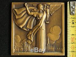 Medaille Art Deco Bronze P. Turin International Exposition De Bruxelles 1935