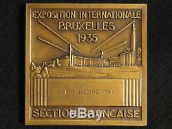 Medaille Art Deco Bronze P. Turin International Exposition De Bruxelles 1935