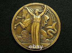 Medal Bronze Art Deco 68mm Jean Vernon Normandy 1935 Havre New York