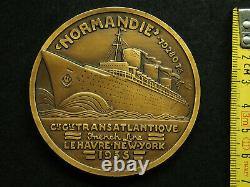 Medal Bronze Art Deco 68mm Jean Vernon Normandy 1935 Havre New York