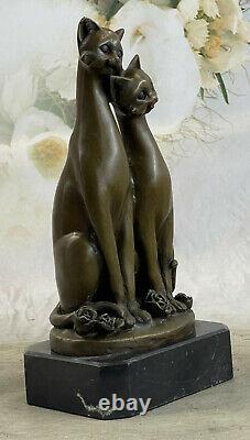 Miguel Lopez Signed Bronze Cat Sculpture Statue Art Deco Middle Century Main