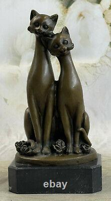 Miguel Lopez Signed Bronze Cat Sculpture Statue Art Deco Middle Century Opens