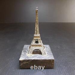 Miniature Sculpture Tower Effel Bronze Marble 1930 Art Deco Paris France N6448