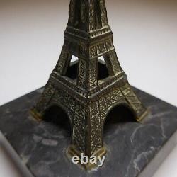 Miniature Sculpture Tower Effel Bronze Marble 1930 Art Deco Paris France N6448