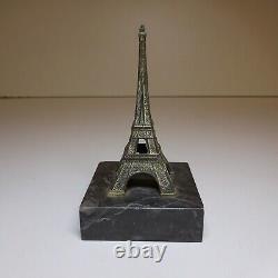 Miniature Sculpture Tower Effel Bronze Marble 1930 Art Deco Paris France N6448