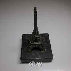 Miniature Sculpture Tower Effel Bronze Marble 1930 Art Deco Paris France N6448