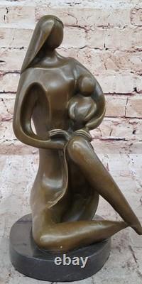 Modern Art Deco Bronze Sculpture Art Nouveau Newborn Baby Signed Original Mother Statue