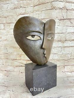 Modern Art Deco Faces by Picasso Bronze Sculpture Marble Base Figurine Decor