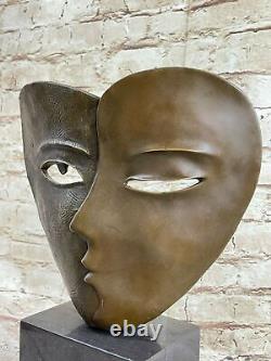Modern Art Deco Faces by Picasso Bronze Sculpture Marble Base Figurine Decor