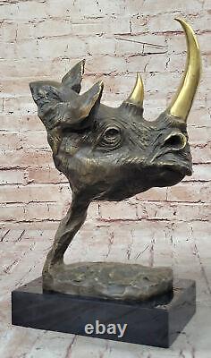 Modern Art Deco Handmade Bronze Copper Rhinoceros Sculpture