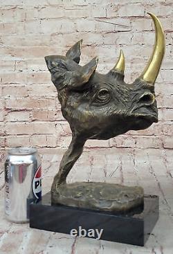 Modern Art Deco Handmade Bronze Copper Rhinoceros Sculpture