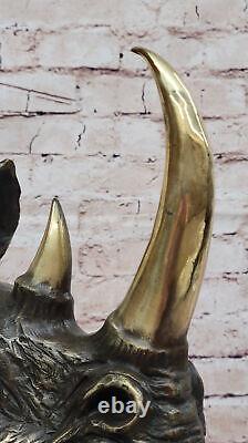 Modern Art Deco Handmade Bronze Copper Rhinoceros Sculpture