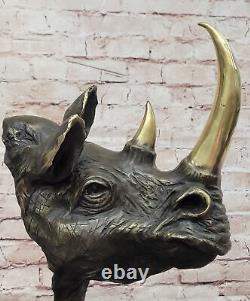 Modern Art Deco Handmade Bronze Copper Rhinoceros Sculpture