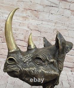 Modern Art Deco Handmade Bronze Copper Rhinoceros Sculpture