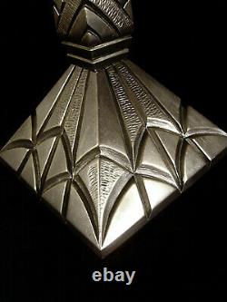 Modernist Art Deco Lamp In Nickelé Bronze And Glass Cube Thickened 1930