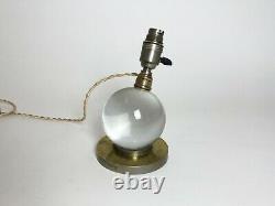 Modernist Crystal Ball Nickeled Crystal Ball Lamp Jacques Adnet Baccarat