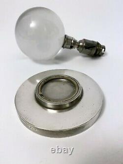 Modernist Crystal Ball Nickeled Crystal Ball Lamp Jacques Adnet Baccarat