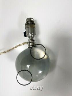 Modernist Crystal Ball Nickeled Crystal Ball Lamp Jacques Adnet Baccarat