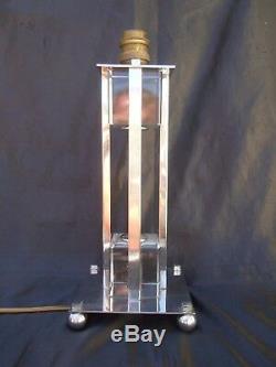 Modernist Crystal Bronze Lamp Nickele Circa 1950 Attributed Jacques Adnet