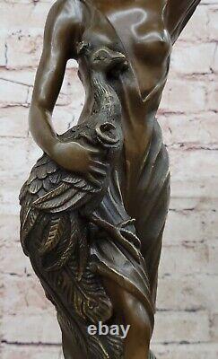 Moreau's Venus and Peacock Genuine Bronze Art Deco Sculpture Gift