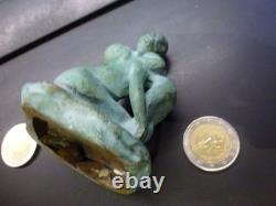 Mother and Child bronze, France Art Deco, signed Bofill, green patina, weight 265 g, height 8 cm