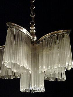 Mr. G. Boretti Art Deco Chandeliers Cataloged Bronze And Crystal Sticks 1930