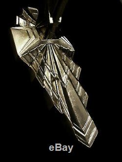 Muller Freres Art Deco Modernist Lamp Nickel Bronze Pressed Glass Tulip