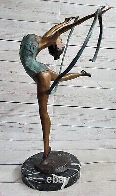 Multi Color Skating Font Tape Dancer Bronze Sculpture Art Deco Statue Sale