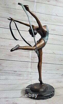 Multi Color Skating Font Tape Dancer Bronze Sculpture Art Deco Statue Sale