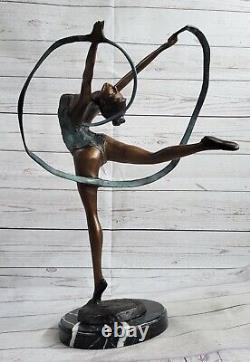 Multi Color Skating Font Tape Dancer Bronze Sculpture Art Deco Statue Sale