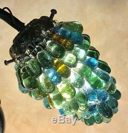 Murano Art Deco Lamp Bunches Of Grapes In Blown Glass On Foot Bronze
