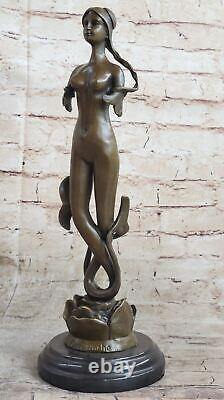 Mythical Art Deco 16 Grand Mermaid Bronze Sculpture Statue Classic Nude Gift Nr