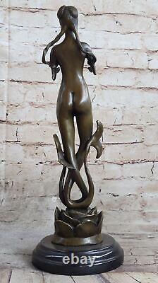 Mythical Art Deco 16 Grand Mermaid Bronze Sculpture Statue Classic Nude Gift Nr