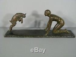 Naked Woman Bronze Sculpture Ancient Art Deco Signed Sylvestre Susse Foundry