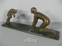 Naked Woman Bronze Sculpture Ancient Art Deco Signed Sylvestre Susse Foundry