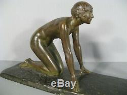 Naked Woman Bronze Sculpture Ancient Art Deco Signed Sylvestre Susse Foundry