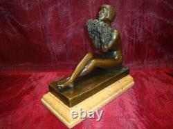 Naked Young Woman Statue Sculpture Sexy Style Art Deco Art Nouveau Bronze