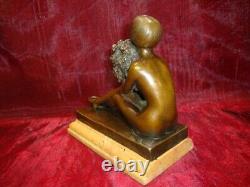 Naked Young Woman Statue Sculpture Sexy Style Art Deco Art Nouveau Bronze