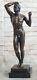 "new Abstract Man By Rodin: Bronze Sculpture Statue, Modern Art Deco Marble"