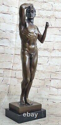 'New Abstract Man by Rodin: Bronze Sculpture Statue, Modern Art Deco Marble'