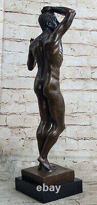 'New Abstract Man by Rodin: Bronze Sculpture Statue, Modern Art Deco Marble'