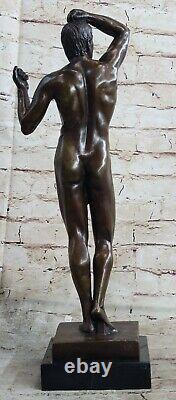 'New Abstract Man by Rodin: Bronze Sculpture Statue, Modern Art Deco Marble'