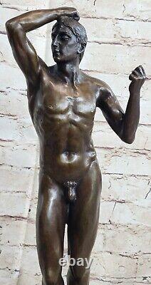 'New Abstract Man by Rodin: Bronze Sculpture Statue, Modern Art Deco Marble'