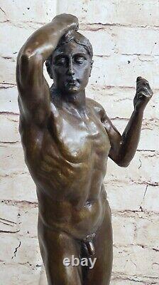 'New Abstract Man by Rodin: Bronze Sculpture Statue, Modern Art Deco Marble'