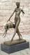 New Art Deco Bronze Statue, Original Diana The Huntress With Dogs Figurine