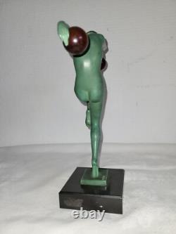 Nude Dancer with Art Deco Balls Signed DENIS for Lewerrier