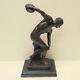 "nude Discobolus Statue Sculpture In Art Deco Style, Solid Bronze"