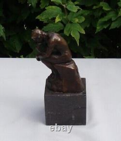 Nude Figure Sculpture in Art Deco Style and Solid Bronze