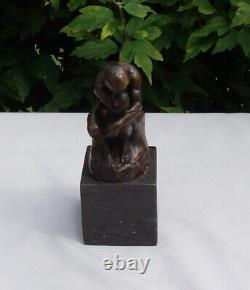 Nude Figure Sculpture in Art Deco Style and Solid Bronze