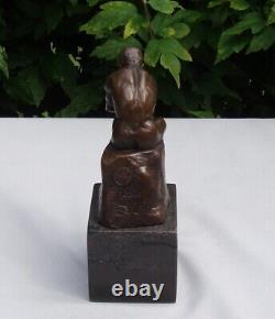 Nude Figure Sculpture in Art Deco Style and Solid Bronze